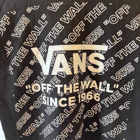 Vans T-Shirt Men's Small S Long Sleeve Off The Wall Graphic Logo Crew Neck Black - Picture 5 of 5